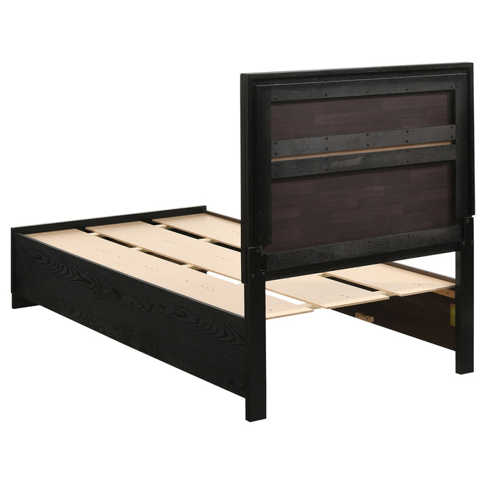 Miranda California King. E.King, & Queen 2-drawer Storage Bed Black & White