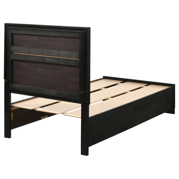Miranda California King. E.King, & Queen 2-drawer Storage Bed Black & White