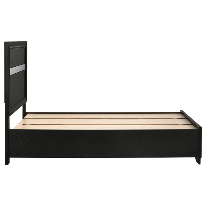 Miranda California King. E.King, & Queen 2-drawer Storage Bed Black & White