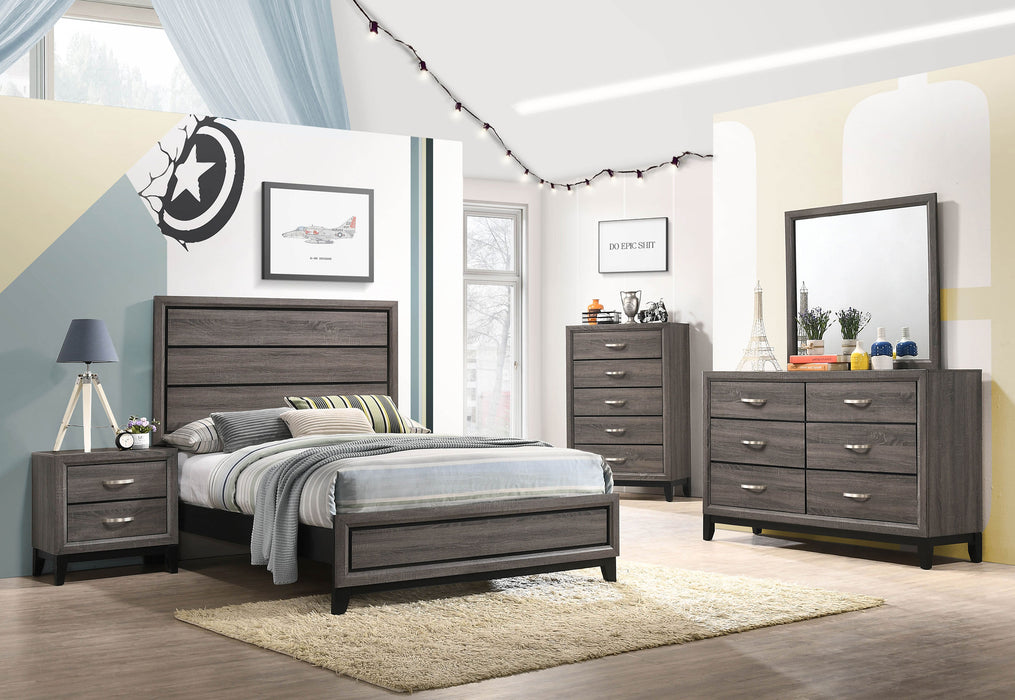 Watson Eastern King & Queen Bed Grey Oak and Black