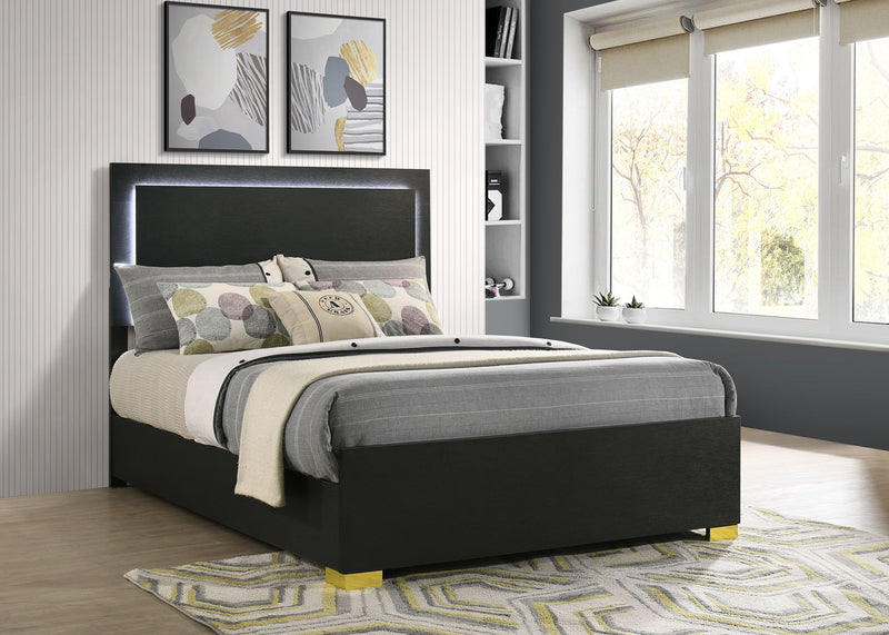 Marceline Panel Bed with LED Lighting - Furniture City (CA)l