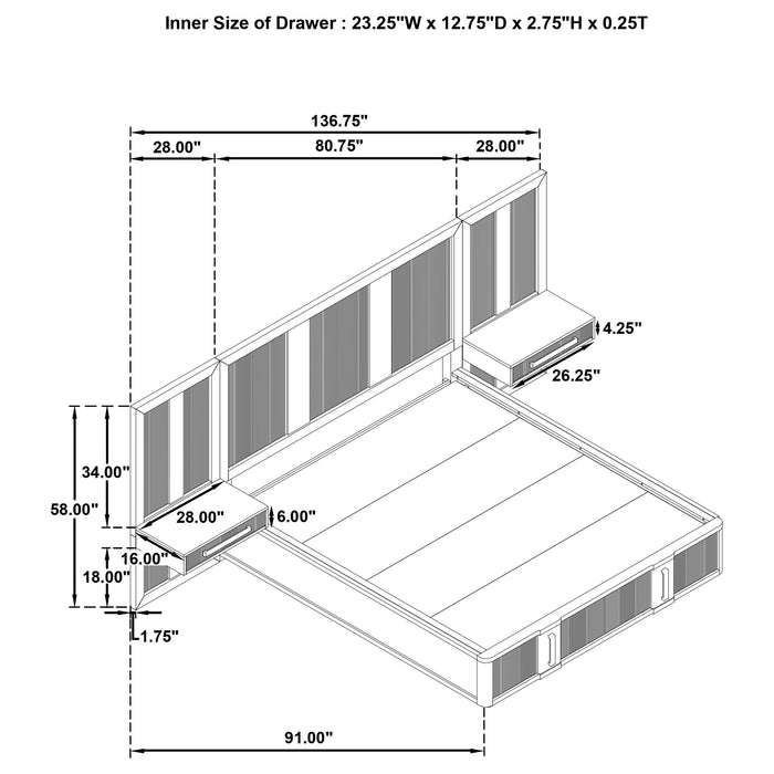 Terrace 4 & 6 Piece E.King, Cal.King, & Queen Bedroom Set