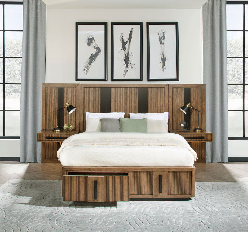 Terrace Wall Panel Platform Storage Bed with Attached Nightstands - Furniture City (CA)l
