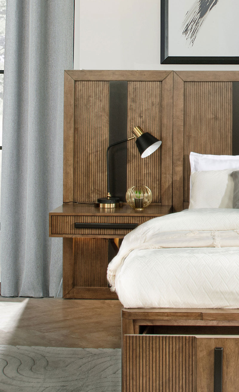 Terrace Wall Panel Platform Storage Bed with Attached Nightstands - Furniture City (CA)l
