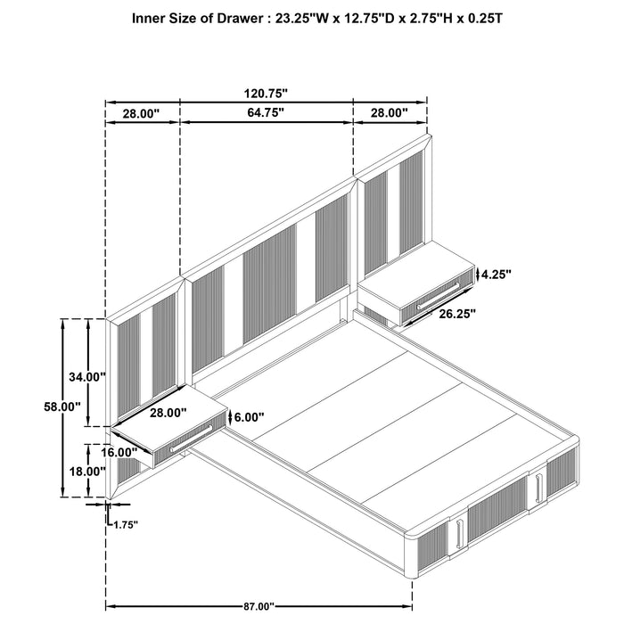 Terrace 4 & 6 Piece E.King, Cal.King, & Queen Bedroom Set