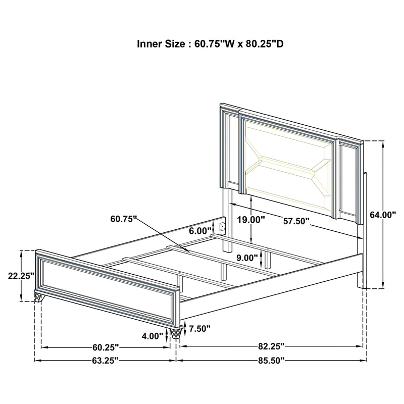 Marmore Panel Bed with LED Lighting - Furniture City (CA)l