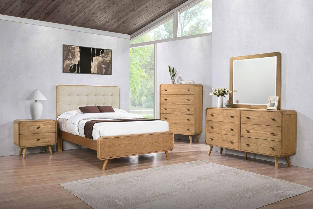 Robyn Bedroom Set with Upholstered Tufted Headboard Dark Walnut