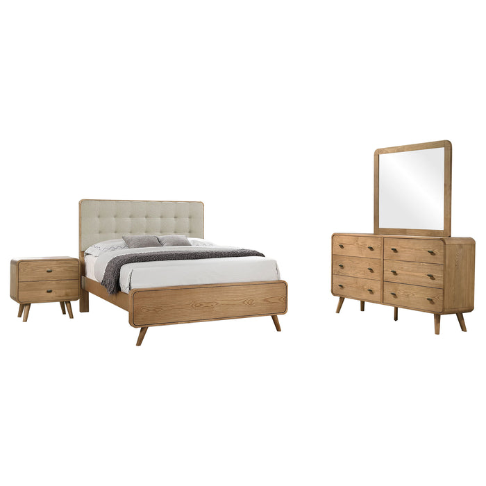 Robyn Bedroom Set with Upholstered Tufted Headboard Dark Walnut