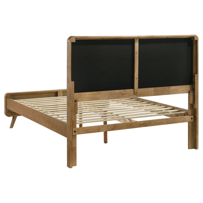 Robyn California King, E.King, & Queen Bed with Upholstered Headboard Dark Walnut