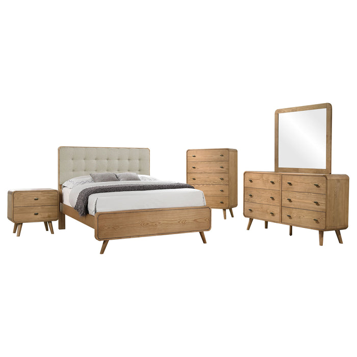 Robyn Bedroom Set with Upholstered Tufted Headboard Dark Walnut