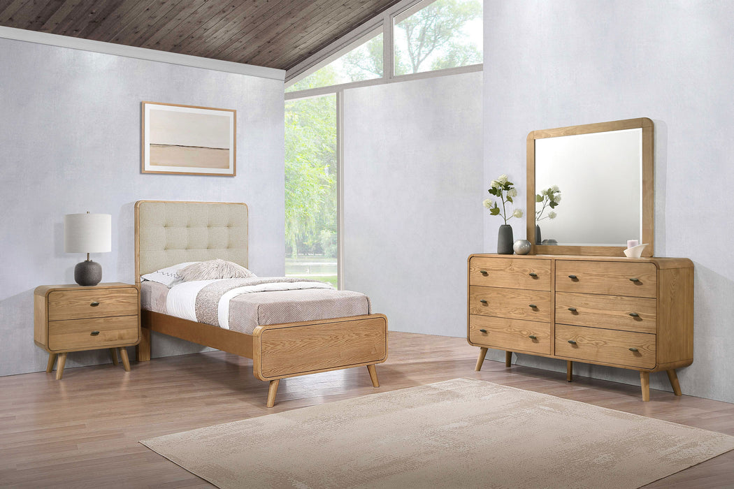 Robyn Bedroom Set with Upholstered Tufted Headboard Dark Walnut