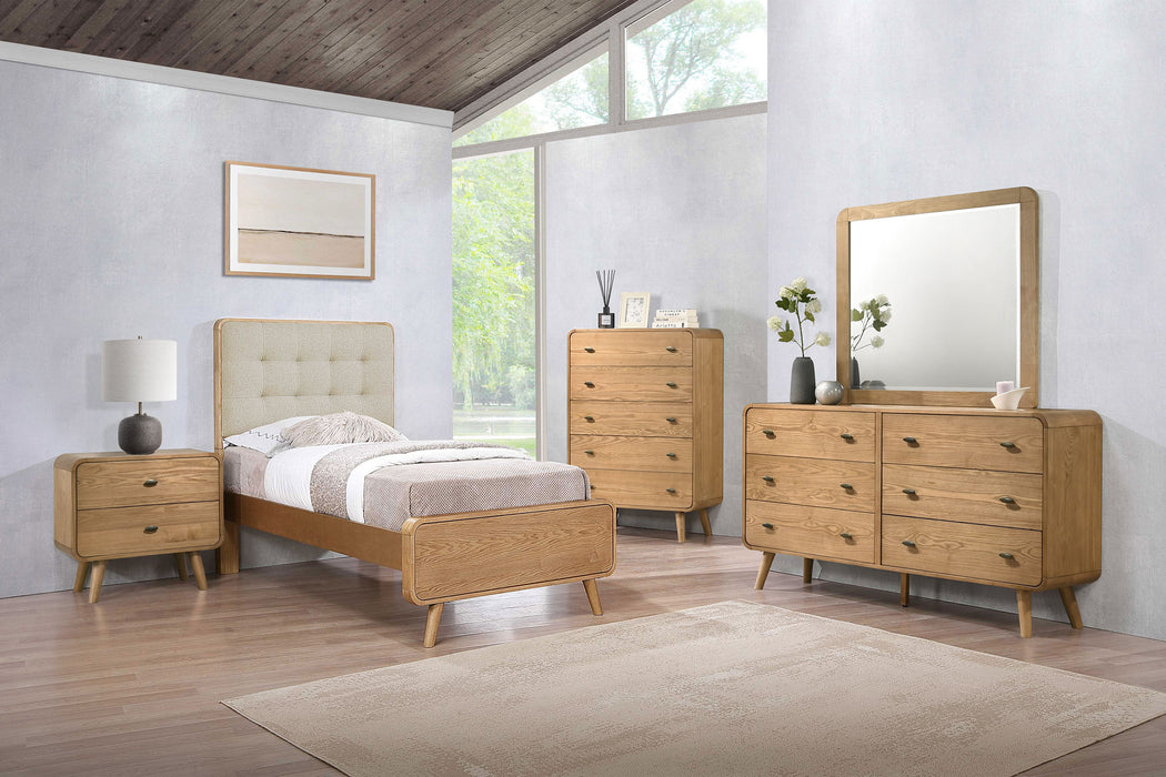 Robyn Bedroom Set with Upholstered Tufted Headboard Dark Walnut