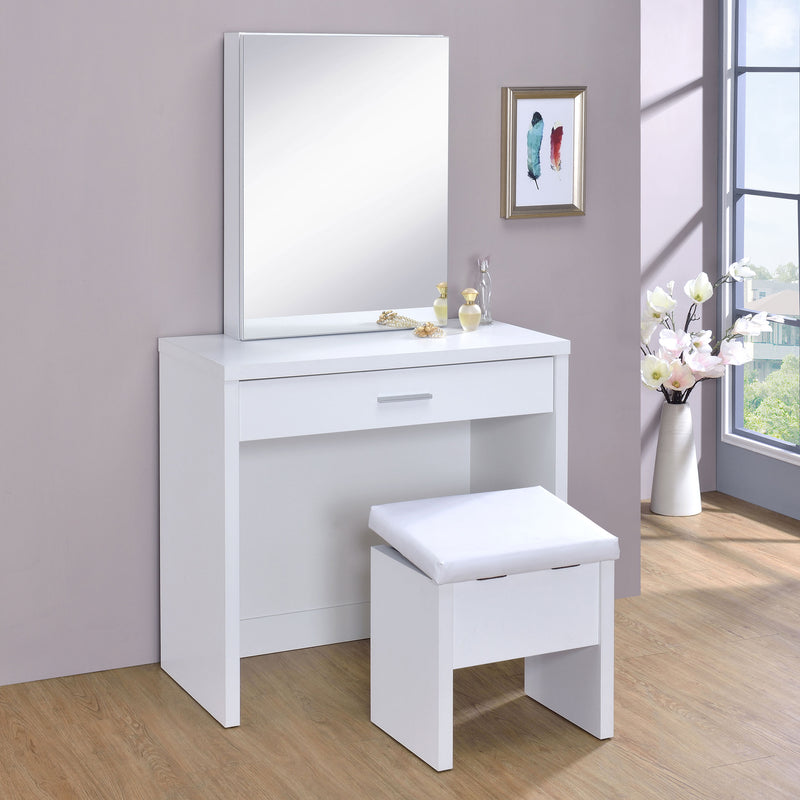 Harvey Makeup Vanity Table with Mirror and Stool - Furniture City (CA)l