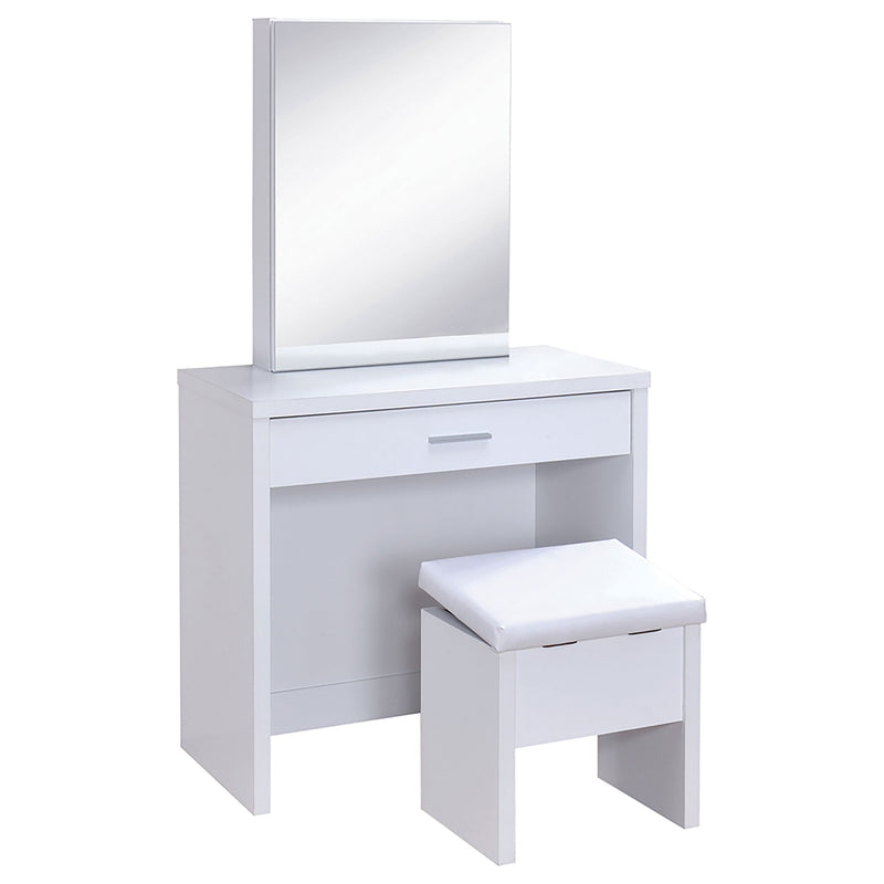 Harvey Makeup Vanity Table with Mirror and Stool - Furniture City (CA)l
