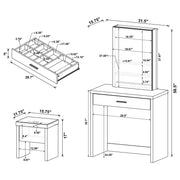 Harvey Makeup Vanity Table with Mirror and Stool - Furniture City (CA)l