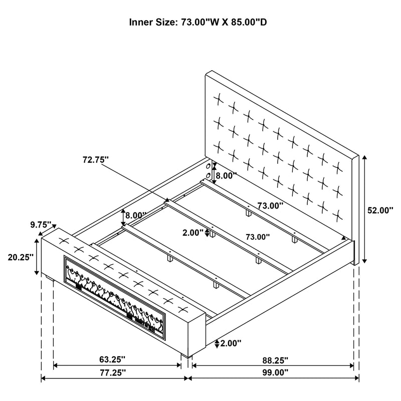 Senna Panel Bed with Bluetooth Speaker and Flame Visualizer - Furniture City (CA)l