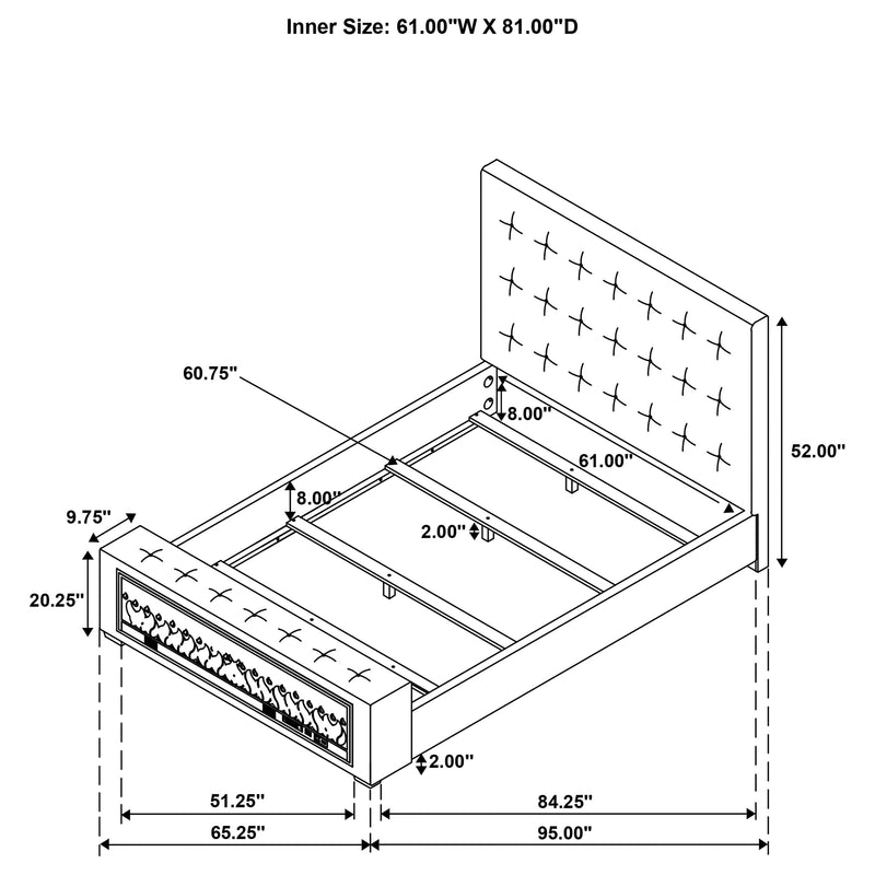 Senna Panel Bed with Bluetooth Speaker and Flame Visualizer - Furniture City (CA)l