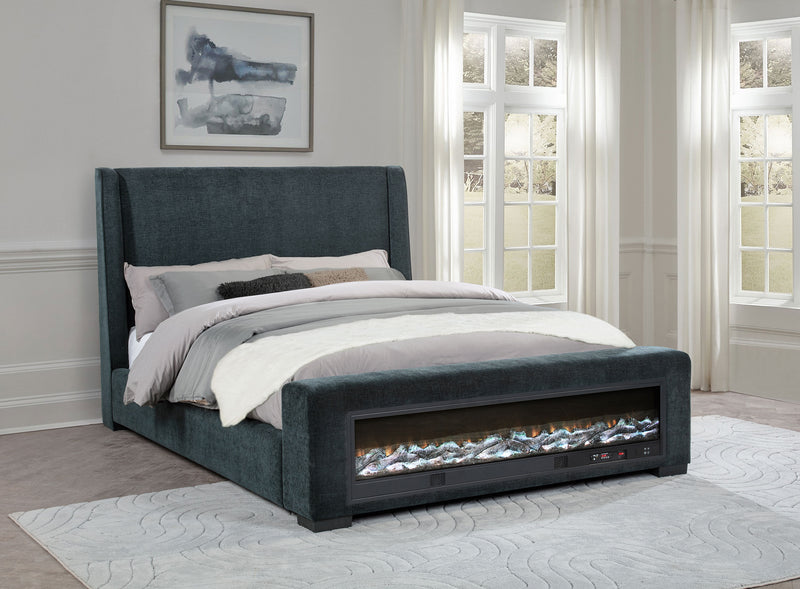 Preston Wingback Bed with Flame Visualizer and Bluetooth Speaker - Furniture City (CA)l
