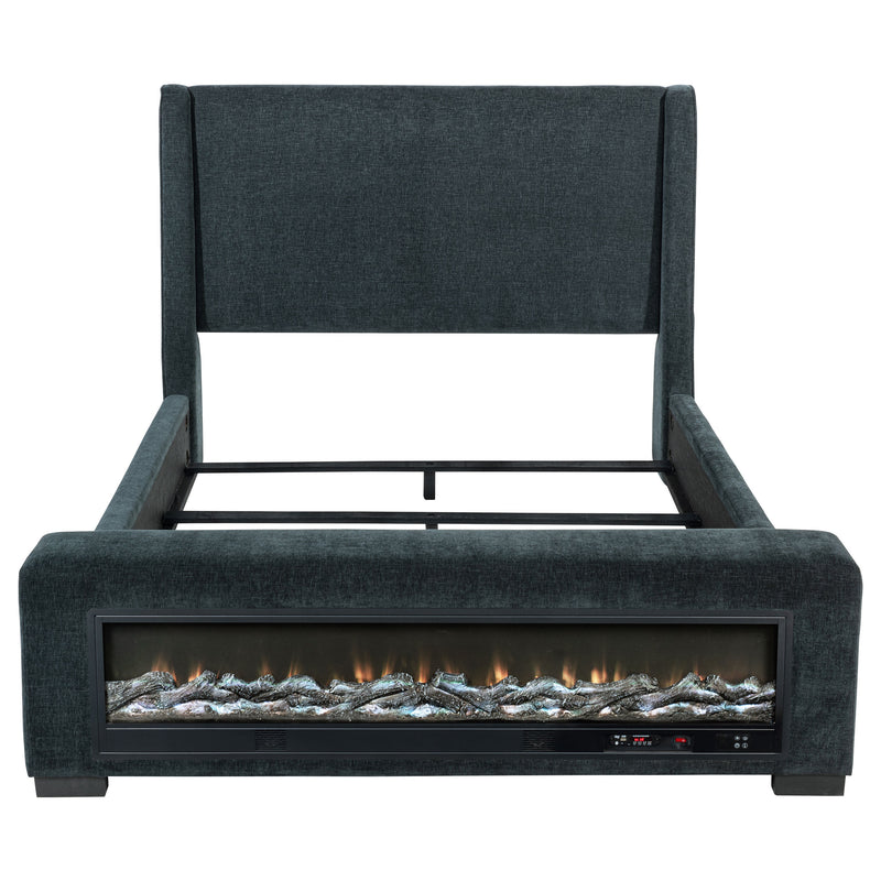 Preston Wingback Bed with Flame Visualizer and Bluetooth Speaker - Furniture City (CA)l