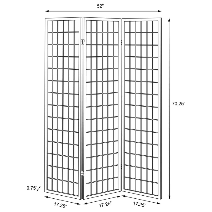 Carrie 3-panel Folding Screen Black and White