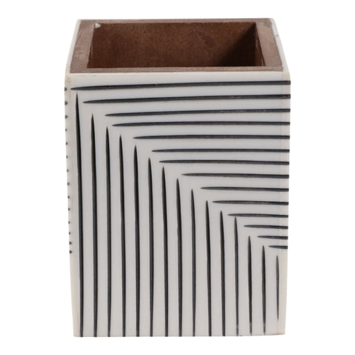 4x3-ridged-lines-resin-pencil-cup-black-white-1