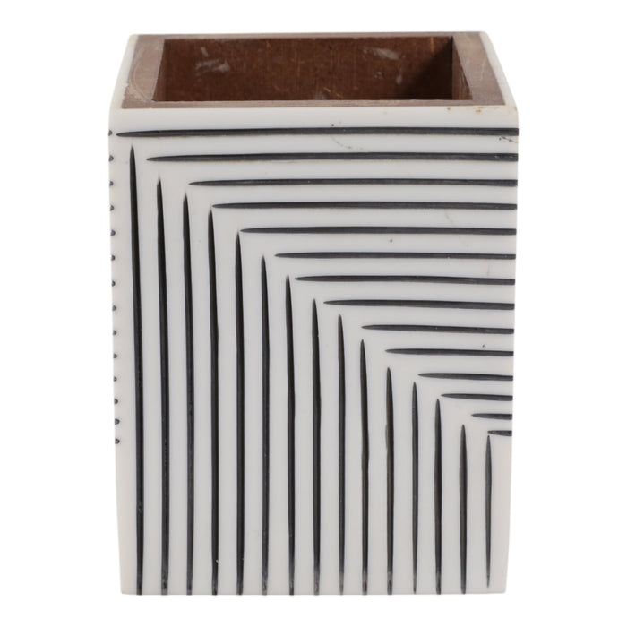 4x3-ridged-lines-resin-pencil-cup-black-white-3