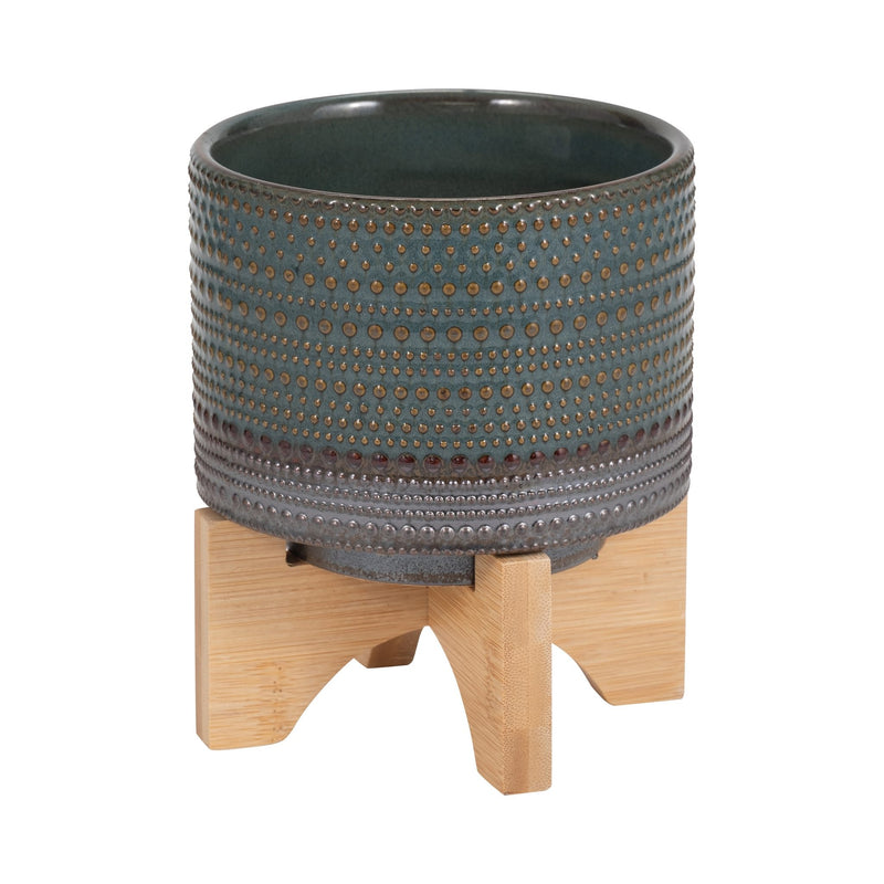 5-dotted-planter-w-wood-stand-green-3