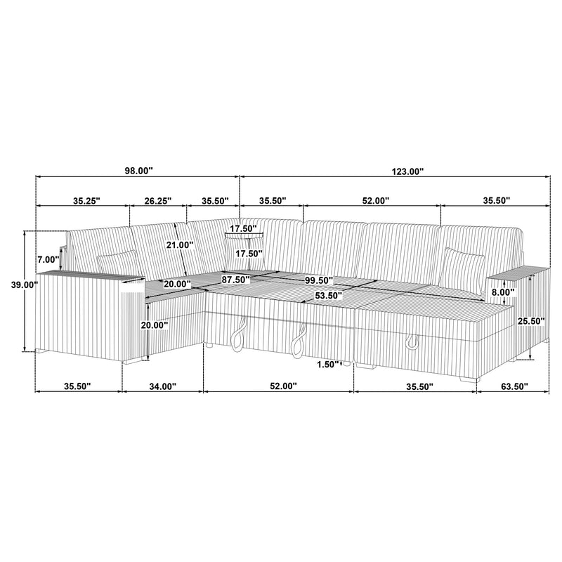 Devonshire Pull-Out Sleeper Sectional Sofa - Furniture City (CA)l