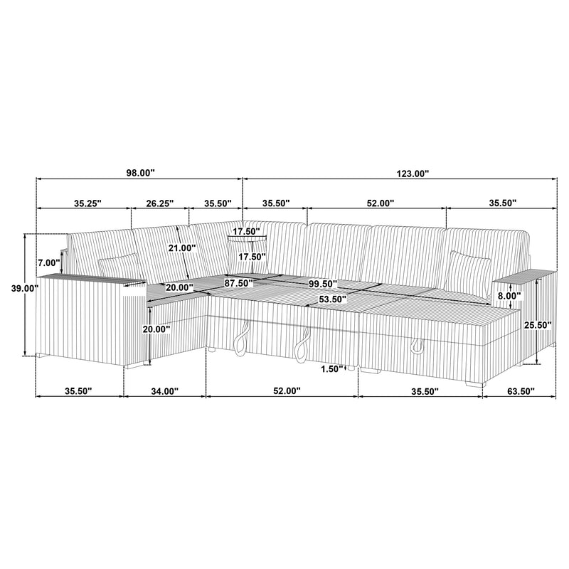 Devonshire Pull-Out Sleeper Sectional Sofa - Furniture City (CA)l