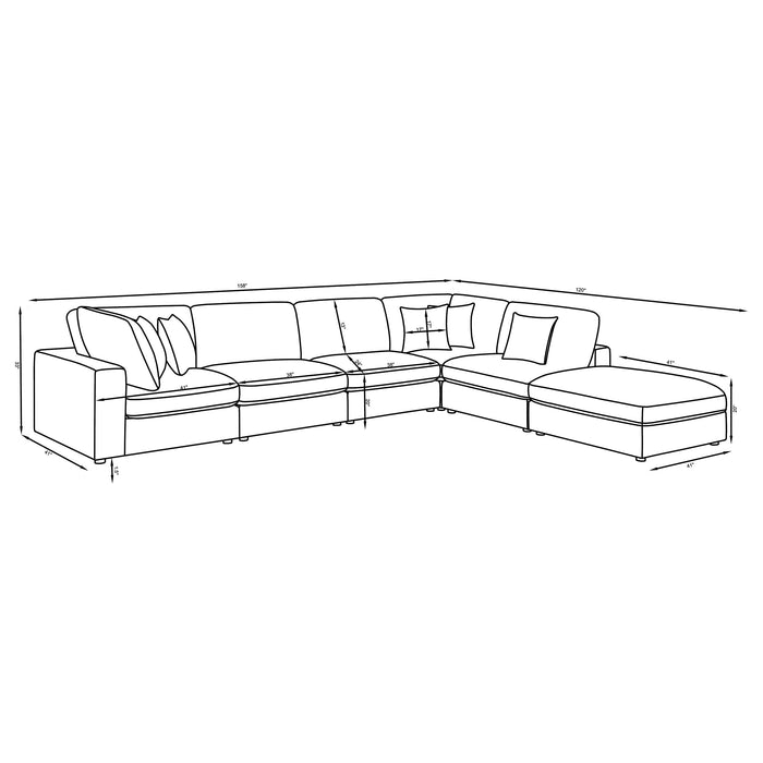 Serene 5-piece Upholstered Modular Sectional Sofa Beige