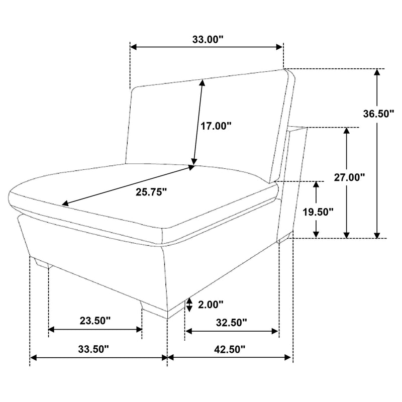 Lakeview Armless Chair - Furniture City (CA)l