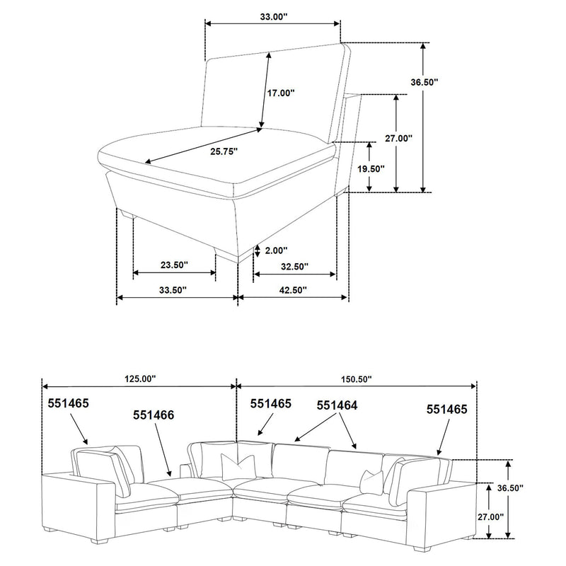 Lakeview Armless Chair - Furniture City (CA)l
