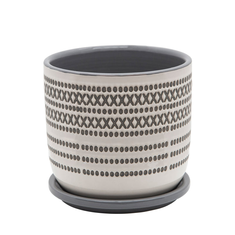 6-aztec-planter-w-saucer-gray-1