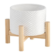 6-ceramic-chevron-planter-w-wood-stand-white-1