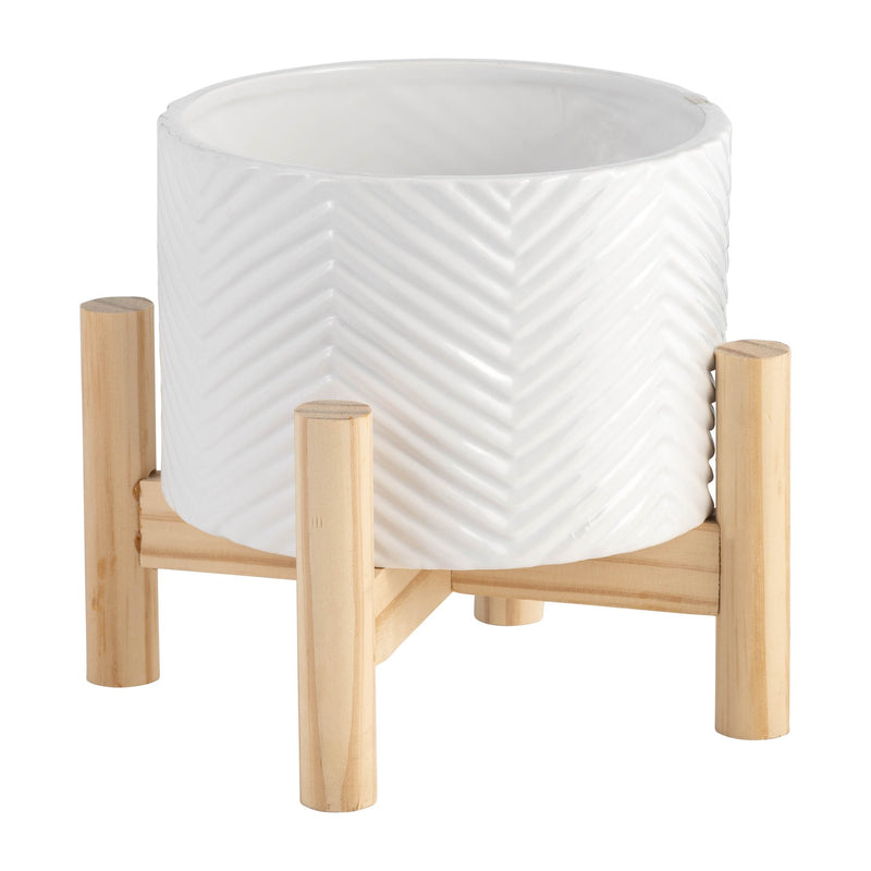 6-ceramic-chevron-planter-w-wood-stand-white-1