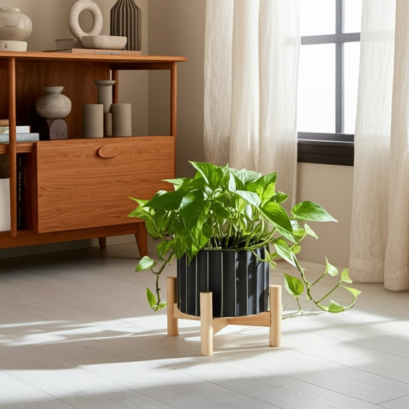 6-ceramic-fluted-planter-w-wood-stand-black-10