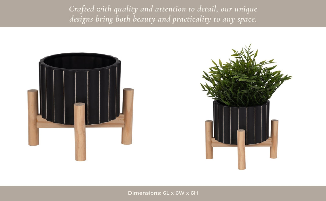6-ceramic-fluted-planter-w-wood-stand-black-11