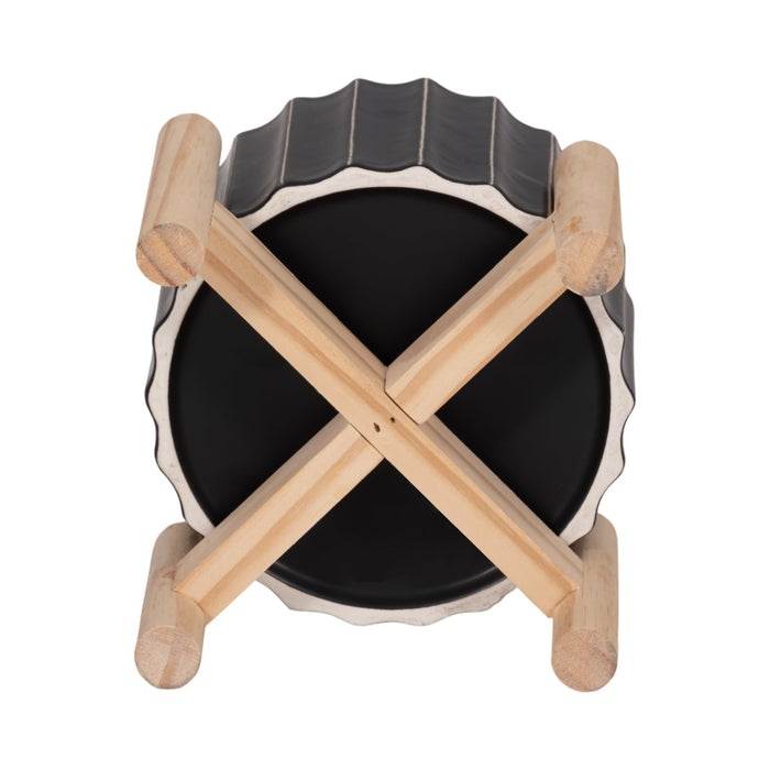 6-ceramic-fluted-planter-w-wood-stand-black-7