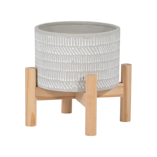 6-ceramic-tribal-planter-w-wood-stand-beige-1