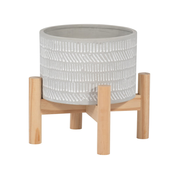 6-ceramic-tribal-planter-w-wood-stand-beige-1