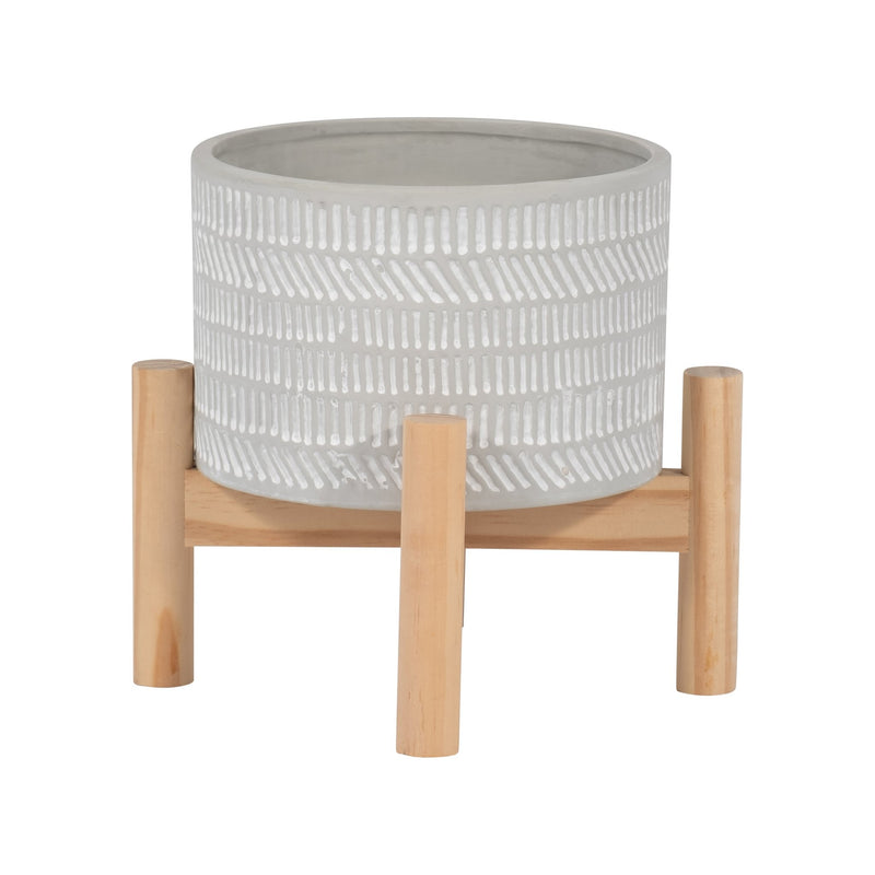 6-ceramic-tribal-planter-w-wood-stand-beige-2