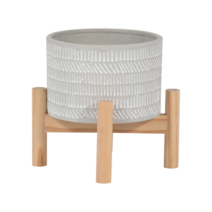 6-ceramic-tribal-planter-w-wood-stand-beige-2