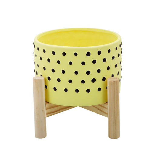 6-dotted-planter-w-wood-stand-yellow-1