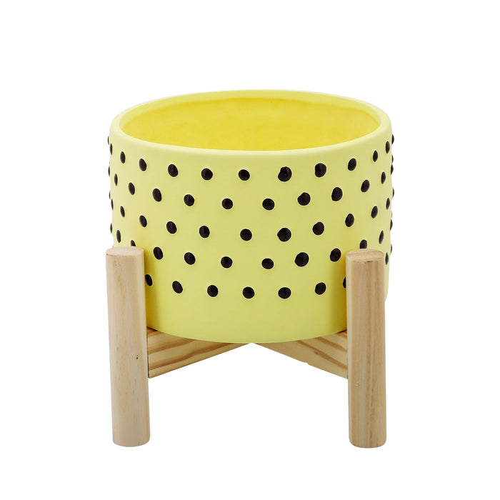 6-dotted-planter-w-wood-stand-yellow-1