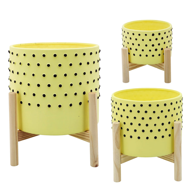 6-dotted-planter-w-wood-stand-yellow-2