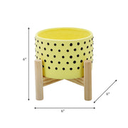 6-dotted-planter-w-wood-stand-yellow-3