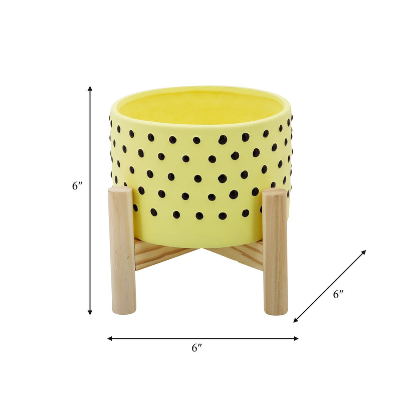 6-dotted-planter-w-wood-stand-yellow-3