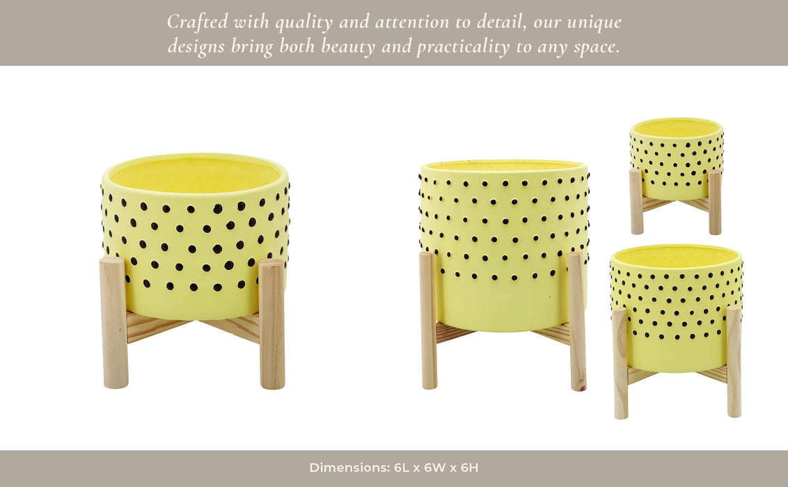 6-dotted-planter-w-wood-stand-yellow-6