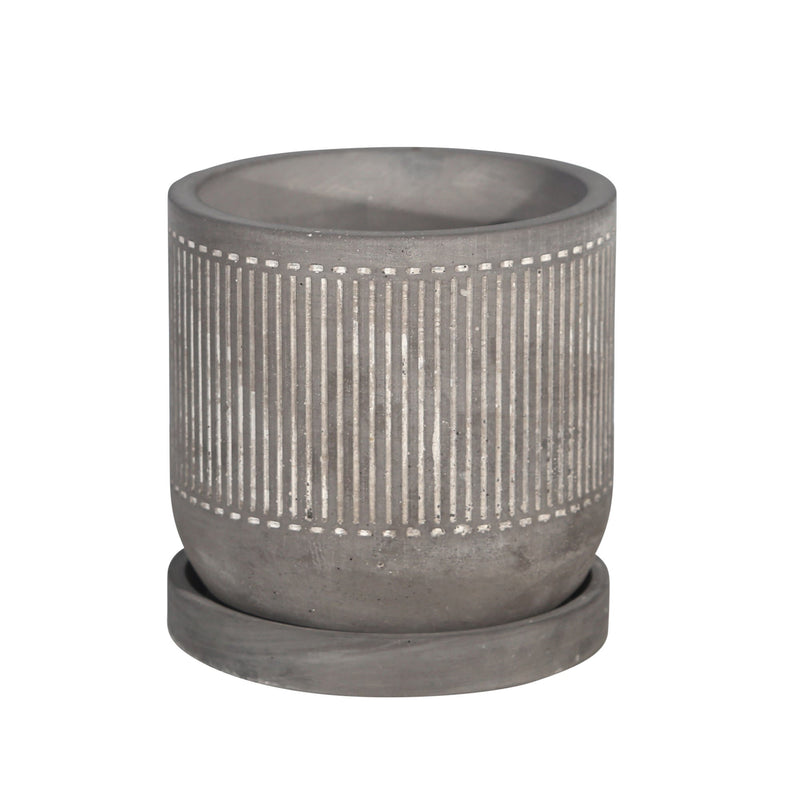 6-line-pattern-planter-w-saucer-gray-1