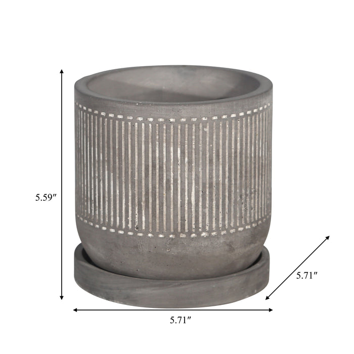 6-line-pattern-planter-w-saucer-gray-2